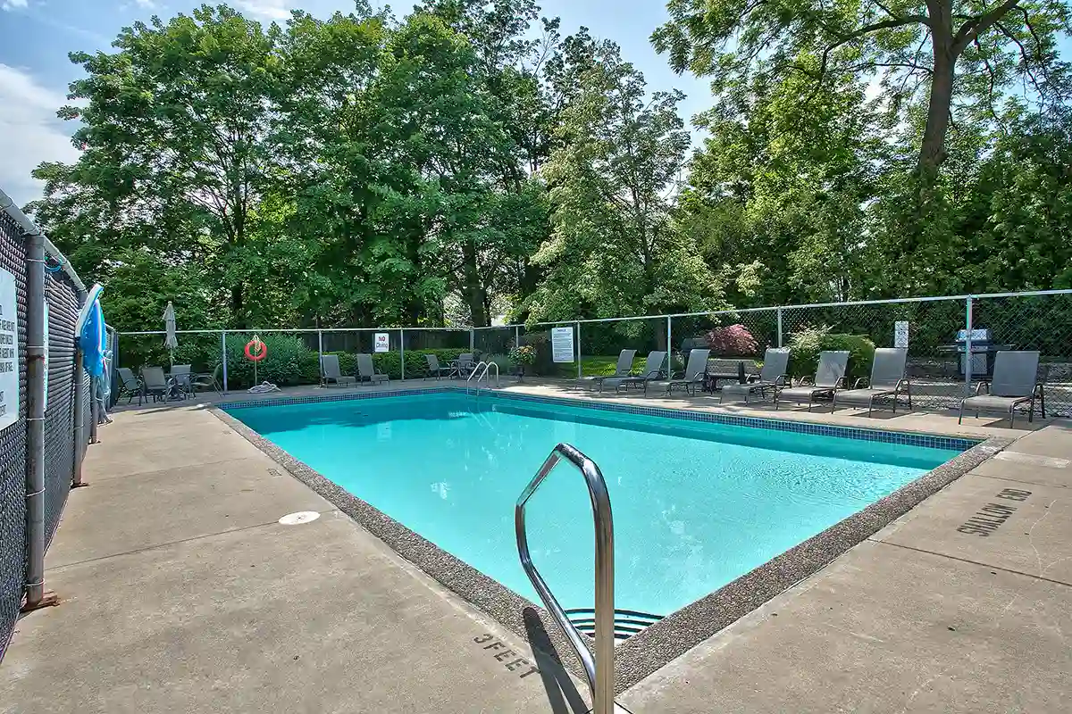 Outdoor pool and patio.